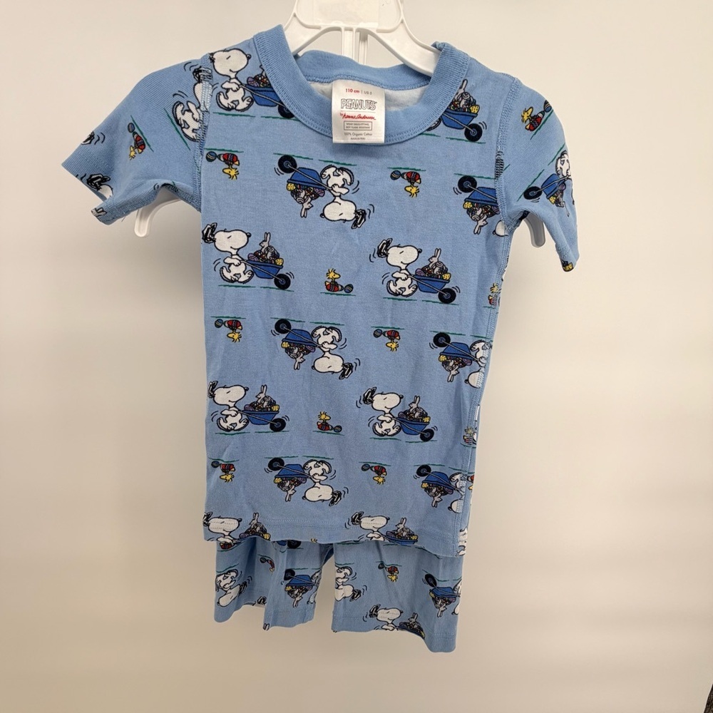 Hanna Andersson Blue Snoopy Easter Egg Kids Pajama Set Short sleeve shorts